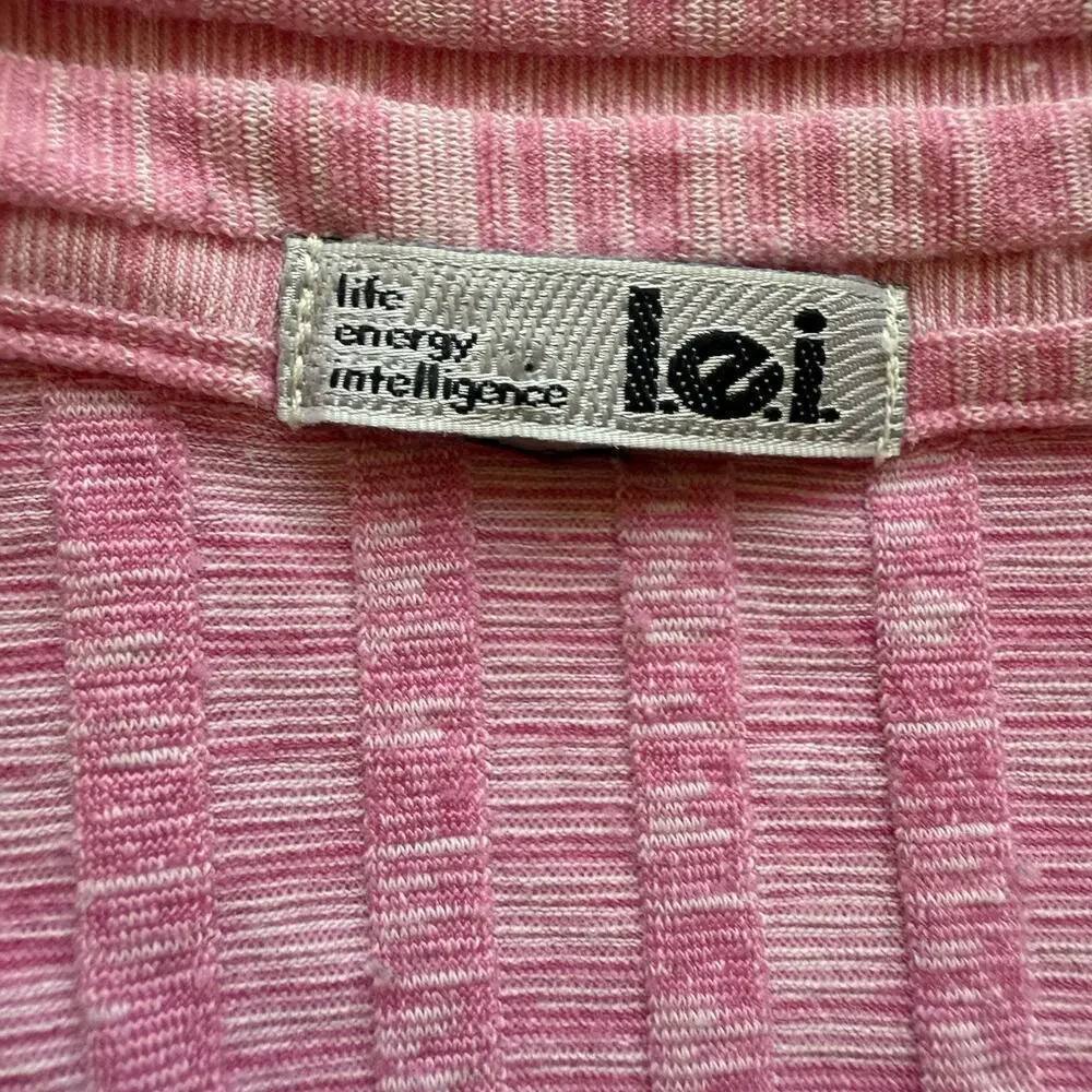 Vtg Y2K LEI Collared Shirt Pink Ribbed Coquette M Bella Swan Preppy Indie Sleaze